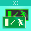 Знак E08 «Направление к эвакуационному выходу налево вниз» (фотолюм. пленка, 300х150 мм)